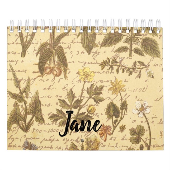 Calendrier vintage du modèle végétal (Protection)