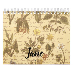 Calendrier vintage du modèle végétal