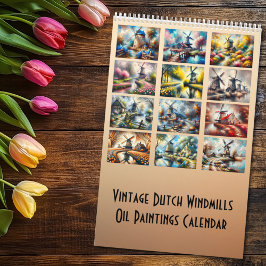 Calendrier Vintage Dutch Windmills Oil Paintings Calendar