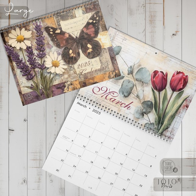 Calendrier Vintage Floral Butterfly Calendar (Vintage Floral Butterfly Calendar_Large)