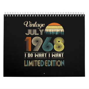 Calendrier Vintage Juillet 1968 Ce que je veux édition limit