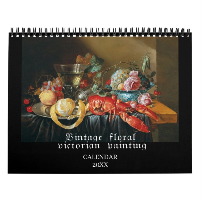 Calendrier Vintage Victorien Fleurs de Vie Persistantes Peint (Protection)