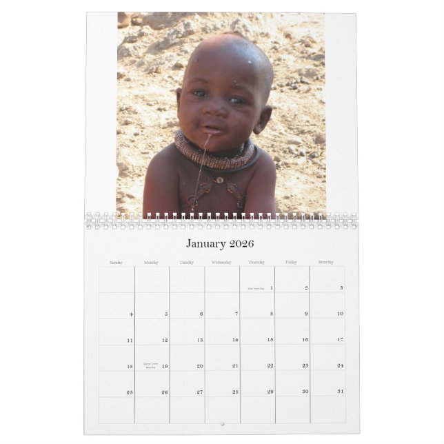Calendrier Visages de l'Afrique - customisée - customisés (Jan 2026)
