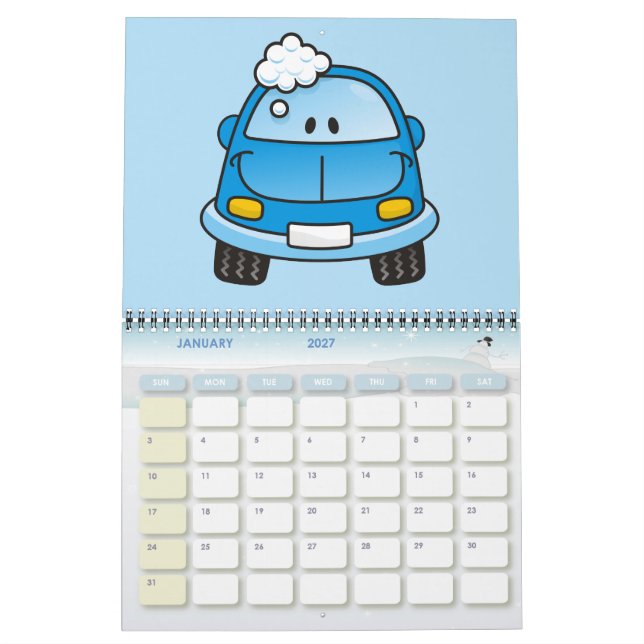Calendrier Voiture bleue avec bulles (Jan 2027)