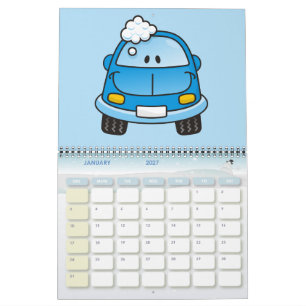 Calendrier Voiture bleue avec des bulles