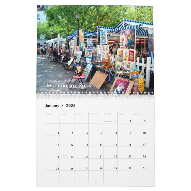 Calendrier Voyage l'Europe (Jan 2026)