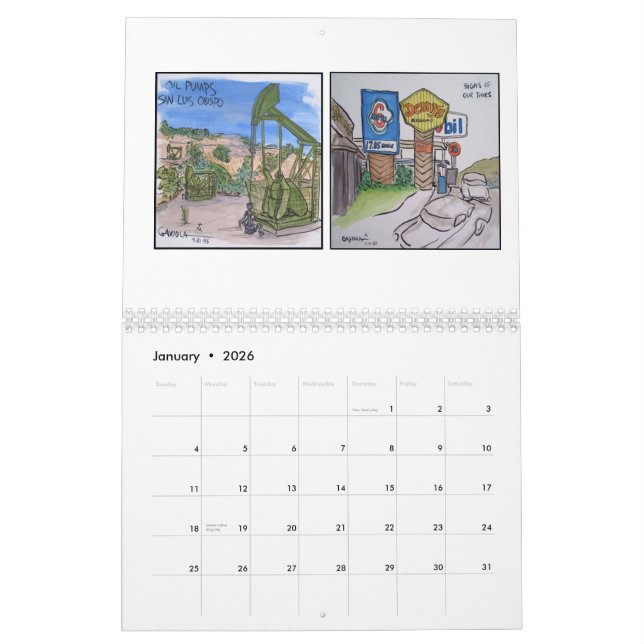 Calendrier Vues du comté de San Luis_obispo (Jan 2026)