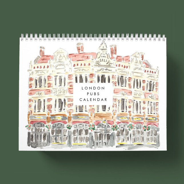 Calendrier Watercolor des Pubs de Londres (London Pubs Watercolor Painted Wall Calendar)