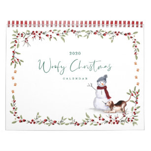 Calendrier Woofy Christmas mignon Aquarelle Chiens coquins