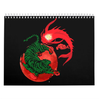 Calendrier yin yang koi fish japonais style d'art équilibre