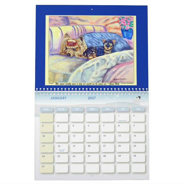 Calendrier Yorkshire Terrier (Jan 2027)