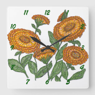 Calendula Quadratische Wanduhr