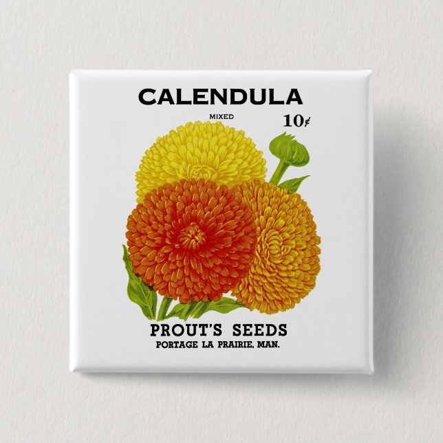Calendula Vintage Saatpackung Button (Vorderseite)