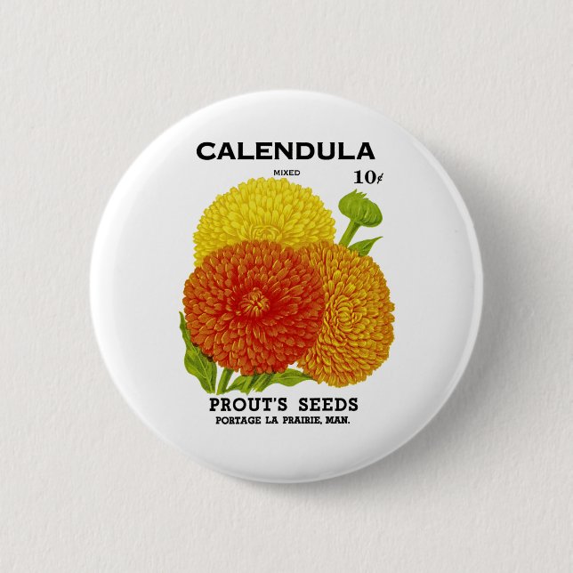 Calendula Vintage Saatpackung Button (Vorderseite)