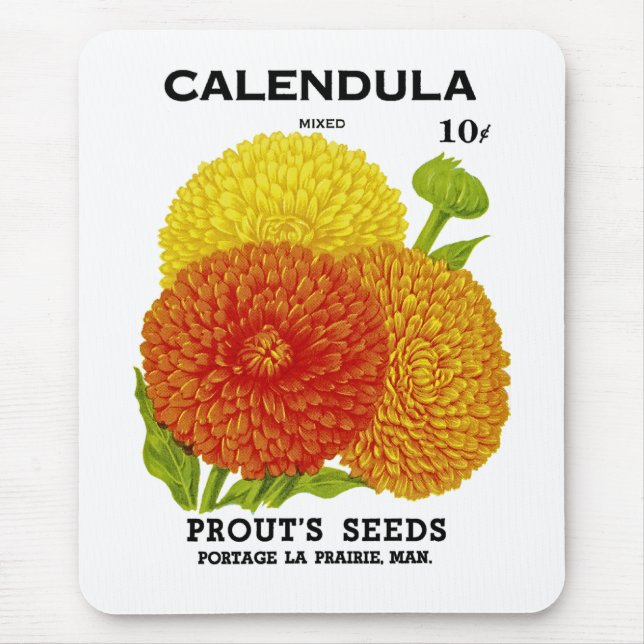 Calendula Vintage Saatpackung Mousepad (Vorne)