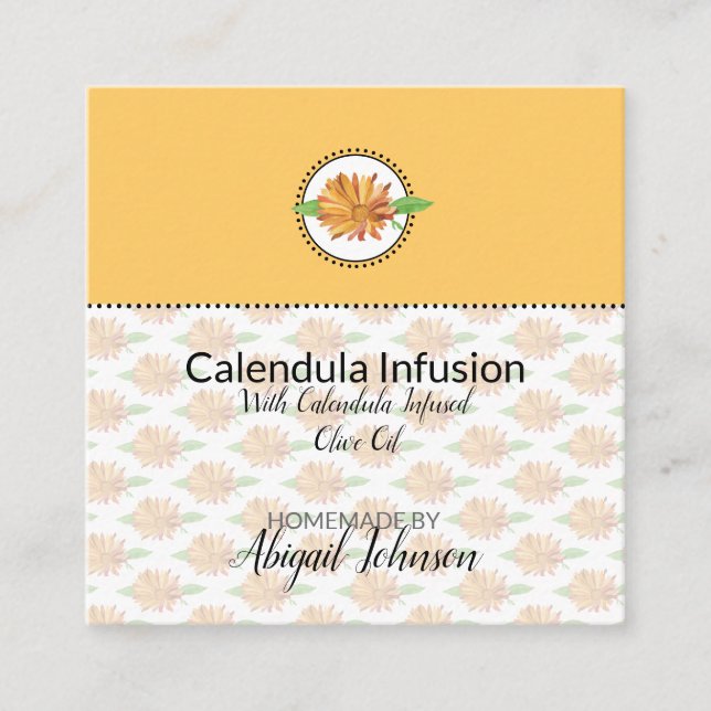 Calendula Wildblume hausgemachte Bath & Body-Gesch Quadratische Visitenkarte (Vorderseite)