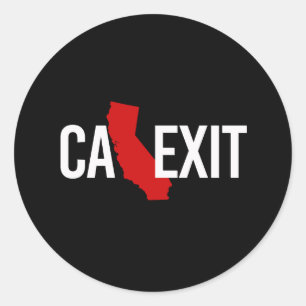 Calexit - Kalifornien-Ausgang - rotes Weiß - - Runder Aufkleber