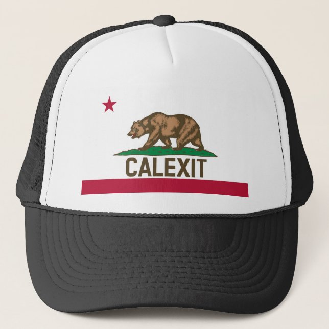 CALEXIT Kalifornien Bärn-Flagge Truckerkappe (Vorderseite)