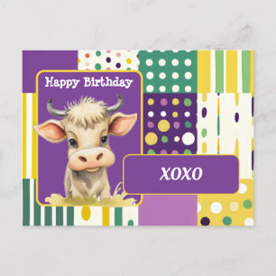 Calf XOXO Happy Birthday Postkarte