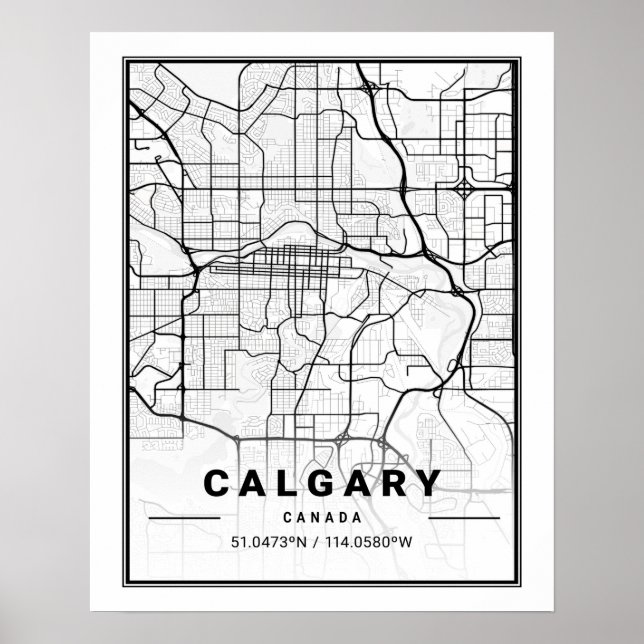 Calgary Alberta Canada Travel City Map Poster (Vorne)