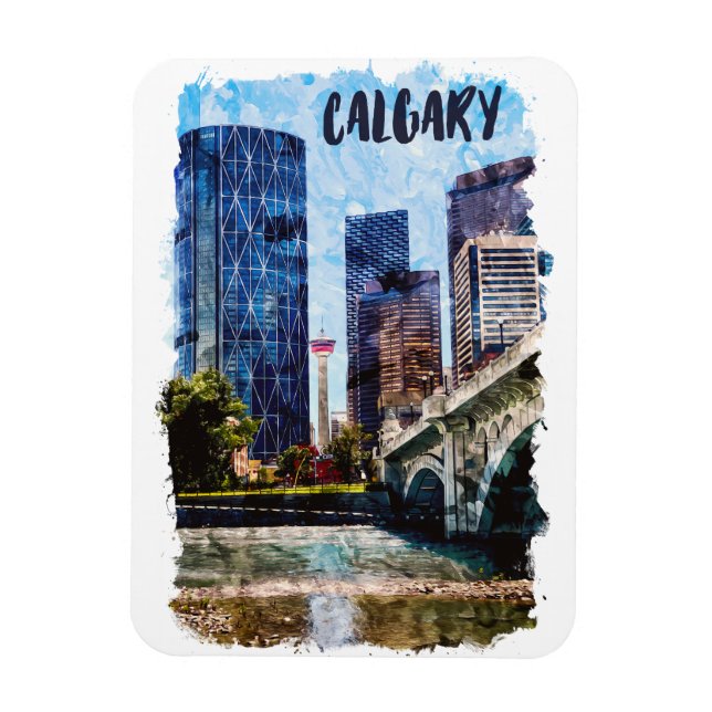 Calgary Alberta Cityscape Skyline Magnet (Vertikal)