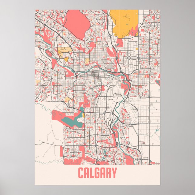 Calgary - Canada Chalk City Map Poster (Vorne)