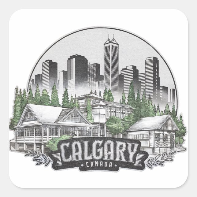 Calgary City Kanada USA Quadratischer Aufkleber (Vorderseite)