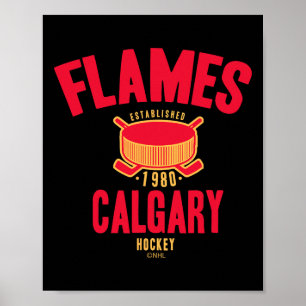 Calgary Flames Hockey Puck Weiß Offiziell Von Der  Poster