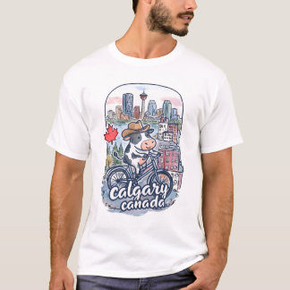 Calgary Kanada Fahrradfahren Süße Kuh Cowboy T-Shirt