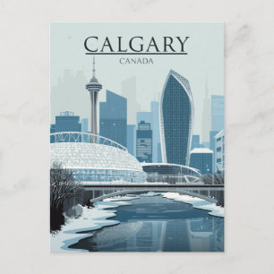 Calgary Kanada Skyline Winter Schnee Postkarte