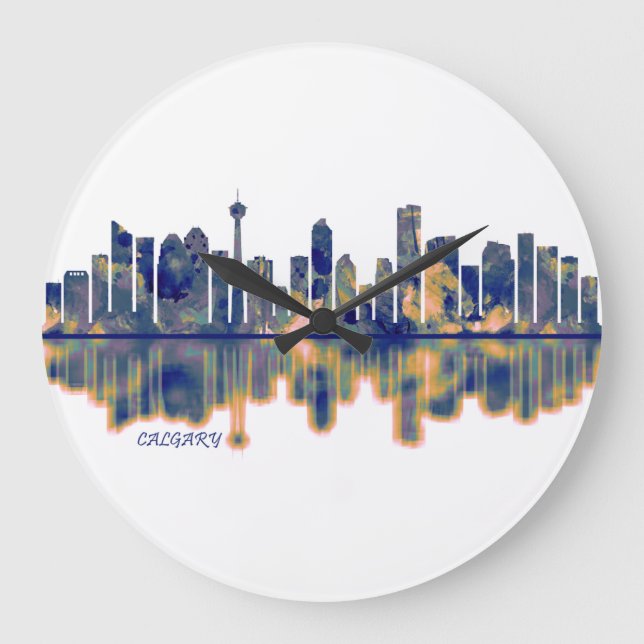Calgary Skyline Große Wanduhr (Vorderseite)