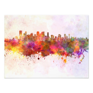 Calgary skyline im Watercolor background Fotodruck