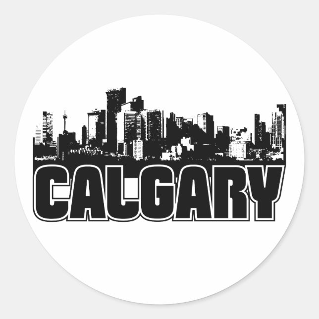 Calgary-Skyline Runder Aufkleber (Vorderseite)