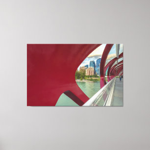 Calgary's Peace Bridge and Cityscape Leinwanddruck