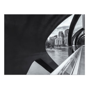 Calgary's Peace Bridge and Cityscape Monochrome Fotodruck