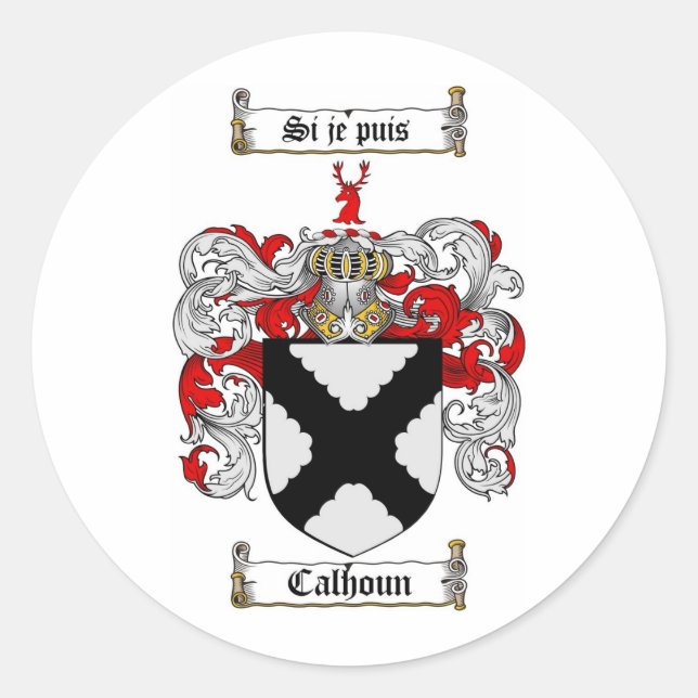 CALHOUN-FAMILIENWAPPEN - KALHOUN-WAFFENSCHEIN RUNDER AUFKLEBER (Vorderseite)