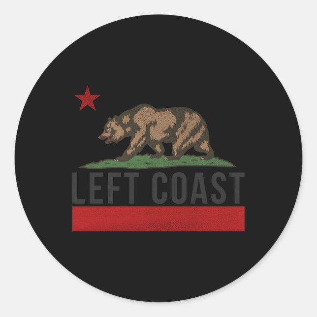 Cali Bear Flag Verlassen Küste Runder Aufkleber (Vorderseite)
