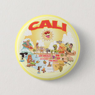 Cali Cartoon Südkalifornien Button