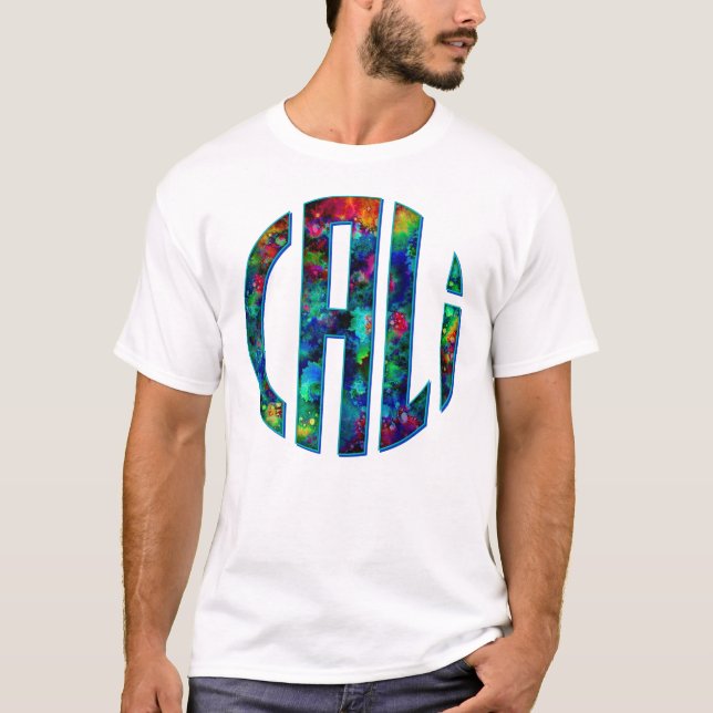 Cali Circle Krawatte Dye für kalifornische Fans T-Shirt (Vorderseite)