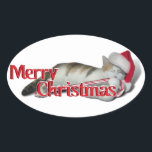 Cali, die Candy Cane Kitty Ovaler Aufkleber<br><div class="desc">Aufkleber machen Spaß während der Winterferien-Jahreszeit! Diese Aufkleber sind in verschiedenen Formen erhältlich (rund, quadratisch, herzförmig und mehr) und die meisten Aufkleber sind in zwei Größen erhältlich. Benutzen Sie das Siegel eines Umschlags, für Ihre Kreation oder Scrapbooking, für Ihre DIY-Projekte oder für die Verwendung als Teil Ihrer Dekoration. Sie können...</div>