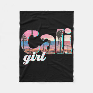 Cali Girl Sunset Beach California Summer Retro Win Fleecedecke