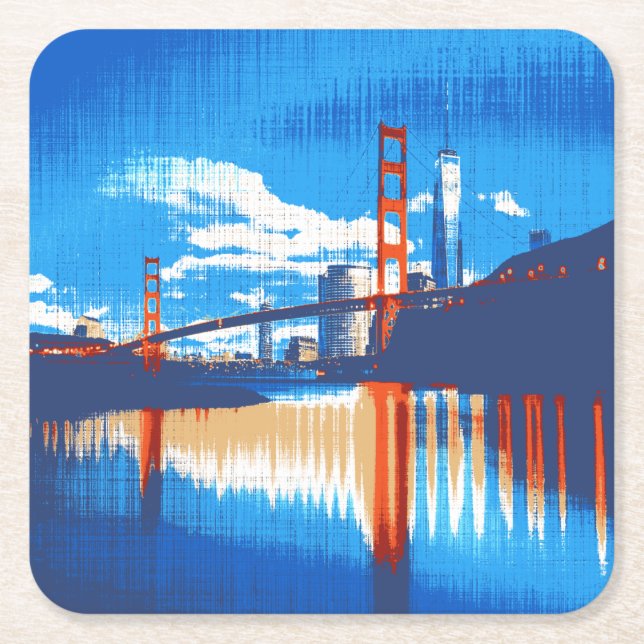 Cali, Golden Gate Bridge San Francisco SQ SS Rechteckiger Pappuntersetzer (Vorderseite)