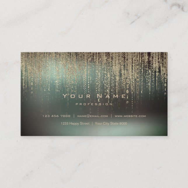Cali Green Ombre Metallic Gold Matrix Cyber Rain Visitenkarte (Vorderseite)