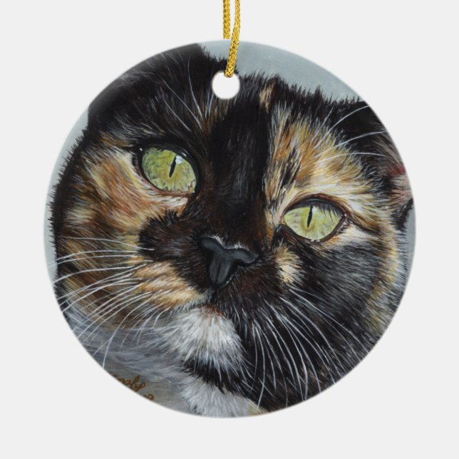 Cali Kaliko-Schildpattkatzen-Malereikunst Keramikornament (Vorne)