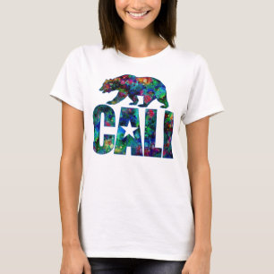 Cali-Krawatte-Logo und Grizzly-Bär (dunkel) T-Shirt
