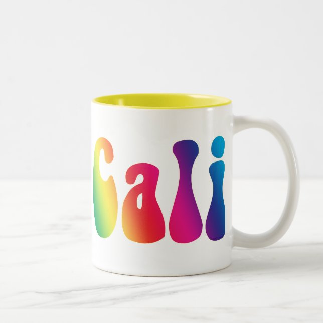 Cali Krawatten-Kalifornienhippie-Logo Zweifarbige Tasse (Rechts)
