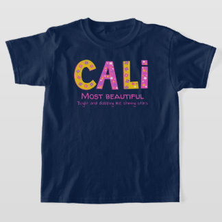 Cali-Name bedeutet rosa gelbe Blume T-Shirt