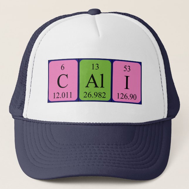Cali periodischer Tabellenname Truckerkappe (Vorderseite)