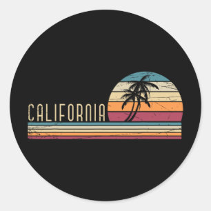 Cali Sommerferien Ca Palmen Usa Retro Calif Runder Aufkleber