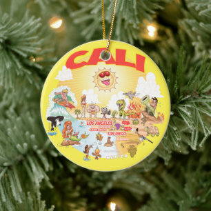 CALI Sunny California Runde Keramik Ornament
